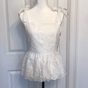 Lulus White Crochet Peplum Tank Size Medium
